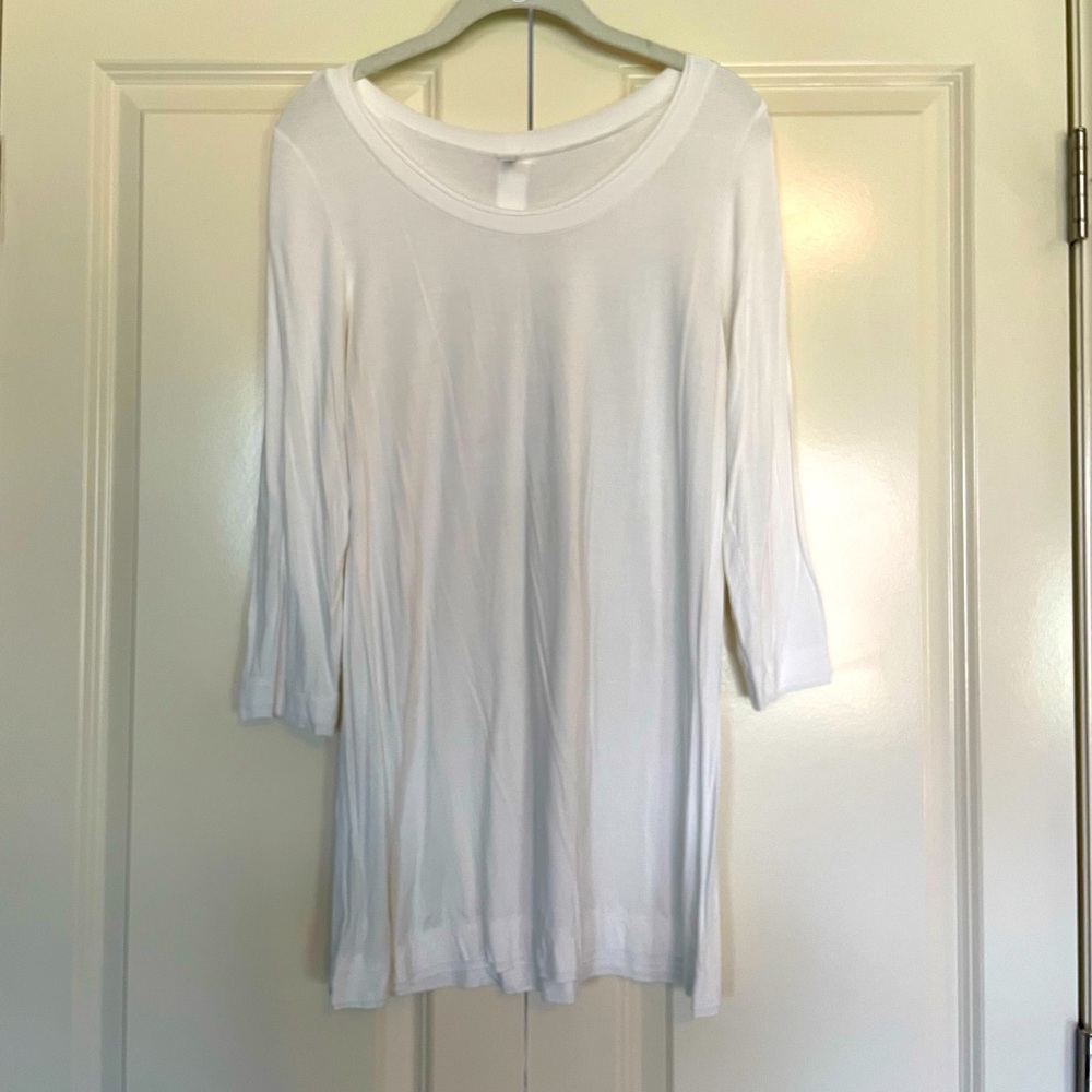 Pink blush white 3/4 sleeve blouse with button detail down the back
